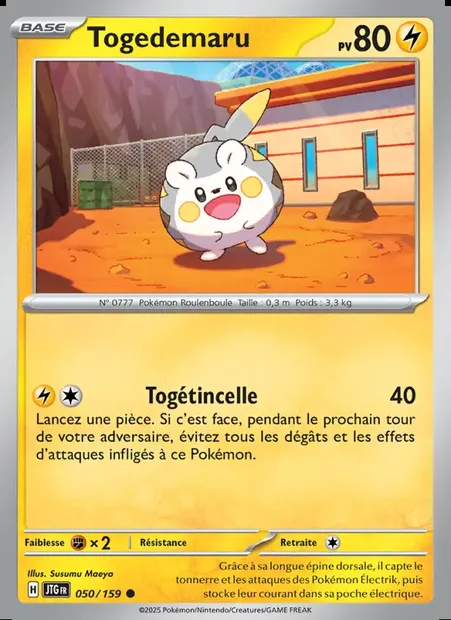Togedemaru, carte Pokémon JTG 050 — extension Aventures Ensemble