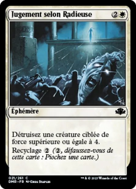 Jugement selon Radieuse, carte Magic DMR 21 — extension Dominaria Remastered