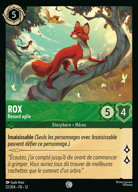 Rox - Renard agile, carte Disney Lorcana CH12-072 — extension Contrées Inconnues