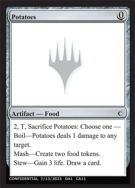 Potatoes, Magic card UNK CAa — Unknown Event set
