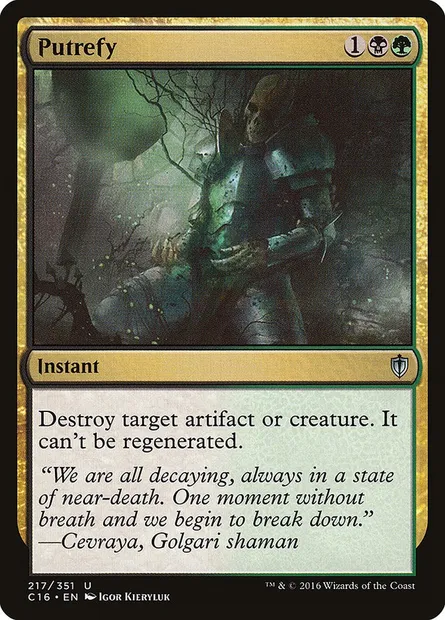 Putrefy, Magic card C16 217 — Commander 2016 set