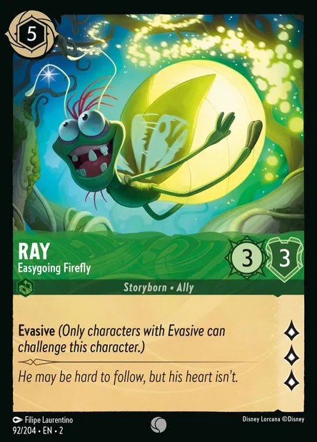 Ray - Easygoing Firefly, Disney Lorcana card CH2-092 — Rise of the Floodborn set