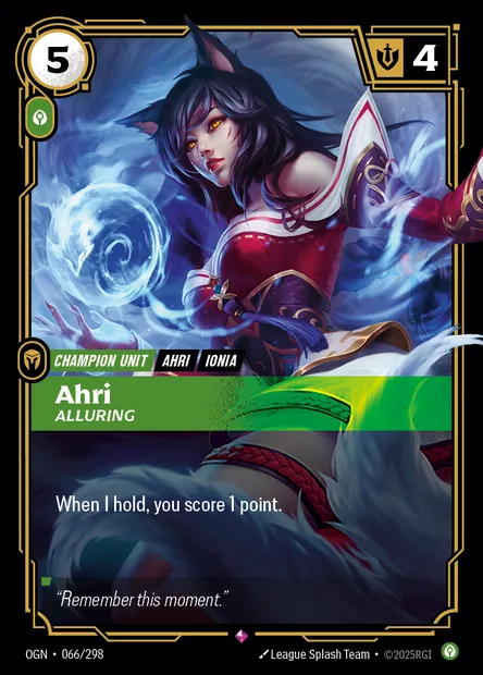 Ahri, carte Riftbound OGN 066 — extension Origins