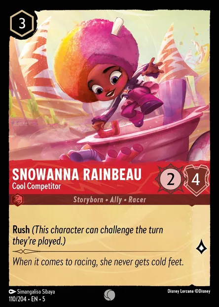 Snowanna Rainbeau - Cool Competitor, Disney Lorcana card CH5-110 — Shimmering Skies set