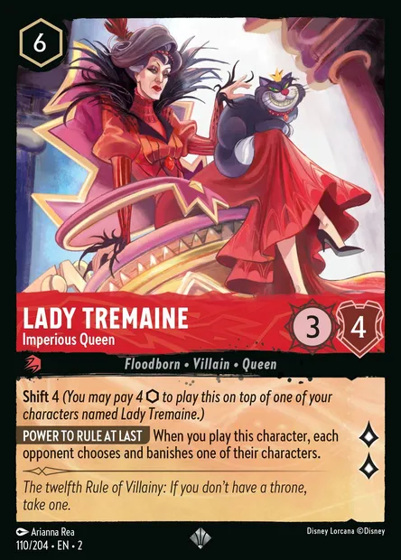 Lady Tremaine - Imperious Queen, Disney Lorcana card CH2-110 — Rise of the Floodborn set