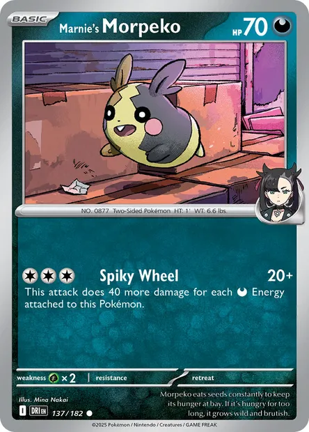 Marnie's Morpeko, Pokémon card DRI 137 — Destined Rivals set