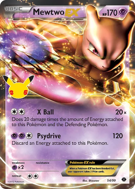 Mewtwo EX, Pokémon card CEL CC022 — Celebrations set