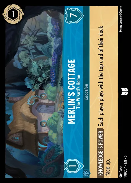 Merlin's Cottage - The Wizard's Home, Disney Lorcana card CH5-170 — Shimmering Skies set