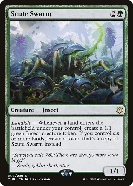 Scute Swarm, Magic card PZNR 203p — Zendikar Rising Promos set