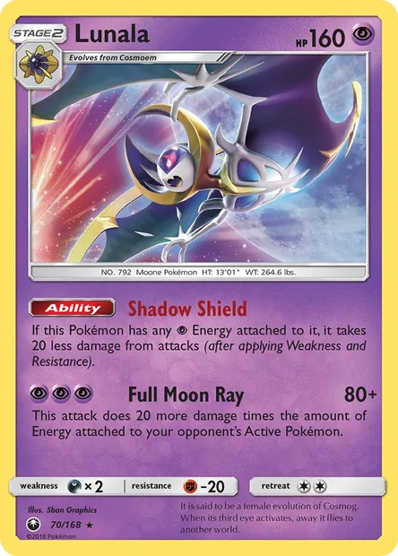 Lunala, Pokémon card CES 70 — Celestial Storm set