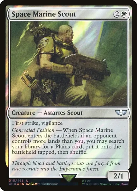 Space Marine Scout, carte Magic 40K 15★ — extension Warhammer 40,000 Commander