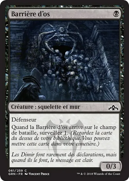 Barrière d'os, carte Magic GRN 61 — extension Les Guildes de Ravnica