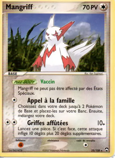 Mangriff, carte Pokémon PK 25 — extension EX Gardiens du Pouvoir