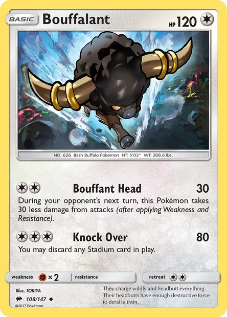 Bouffalant, Pokémon card BUS 108 — Burning Shadows set