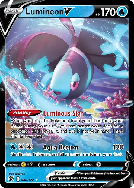 Lumineon V, Pokémon card BRS 040 — Brilliant Stars set
