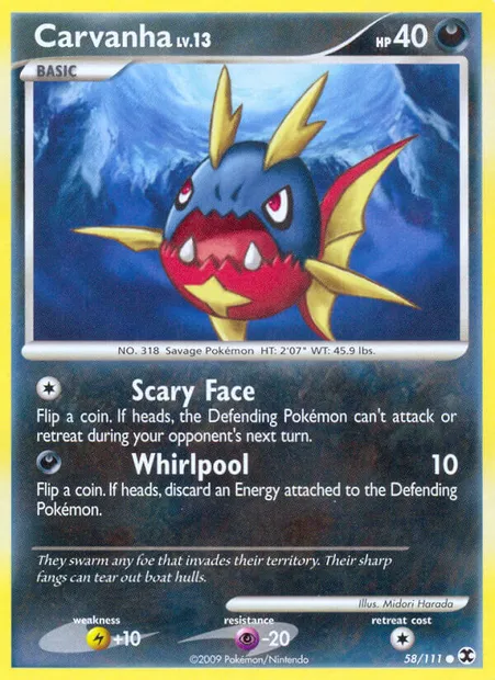 Carvanha, Pokémon card RR 58 — Rising Rivals set