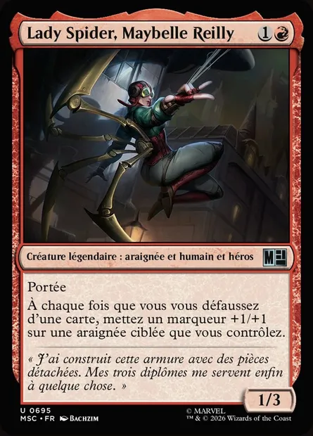 Lady Spider, Maybelle Reilly, carte Magic MSC 695 — extension Marvel Super Heroes Commander