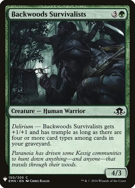 Backwoods Survivalists, Magic card PLST EMN-150 — The List set