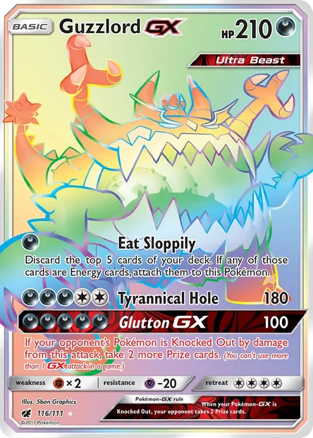 Guzzlord GX, Pokémon card CIN 116 — Crimson Invasion set