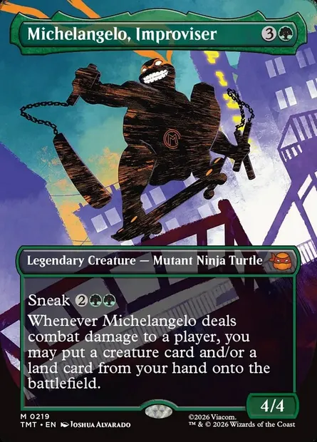 Michelangelo, Improviser, Magic card TMT 219 — Teenage Mutant Ninja Turtles set