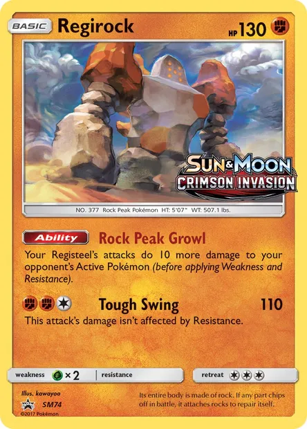 Regirock, carte Pokémon SM 74 — extension Promo SM