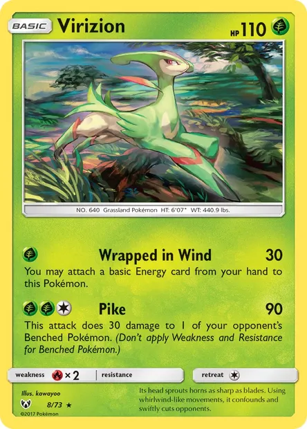 Virizion, Pokémon card SLG 8 — Shining Legends set