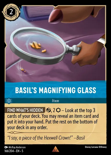 Basil's Magnifying Glass, Disney Lorcana card CH5-166 — Shimmering Skies set