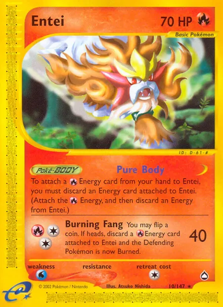 Entei, Pokémon card AQ 10 — Aquapolis set