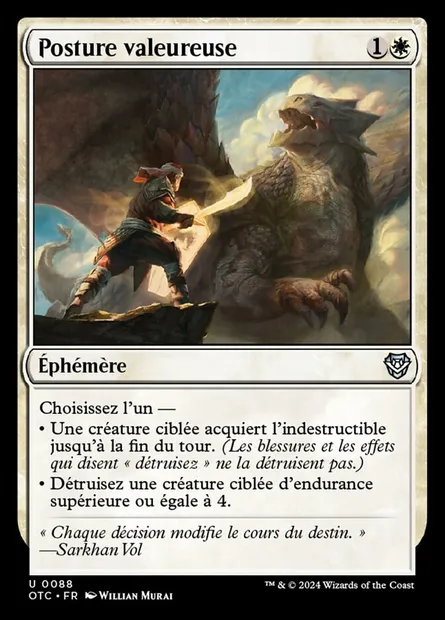 Posture valeureuse, carte Magic OTC 88 — extension Outlaws of Thunder Junction Commander