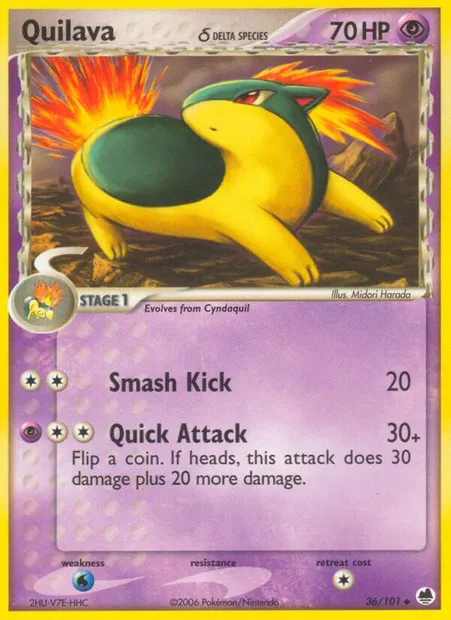 Quilava δ, Pokémon card DF 36 — Dragon Frontiers set