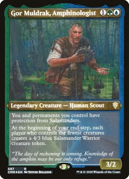 Gor Muldrak, Amphinologist, Magic card CMR 597 — Commander Legends set