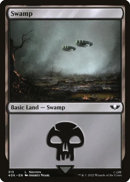 Swamp, Magic card 40K 313 — Warhammer 40,000 Commander set