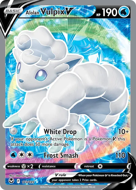 Alolan Vulpix V, Pokémon card SIT 173 — Silver Tempest set