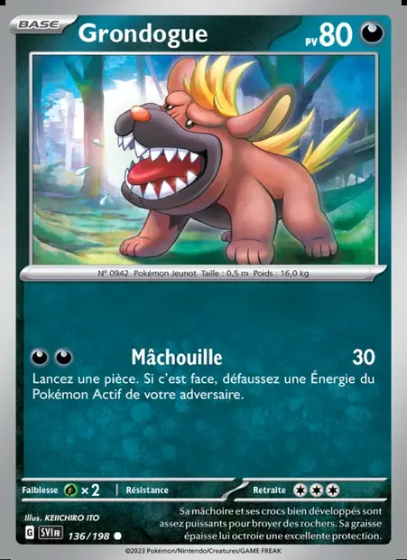 Grondogue, carte Pokémon SVI 136 — extension Écarlate et Violet
