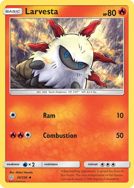 Larvesta, Pokémon card CEC 34 — Cosmic Eclipse set