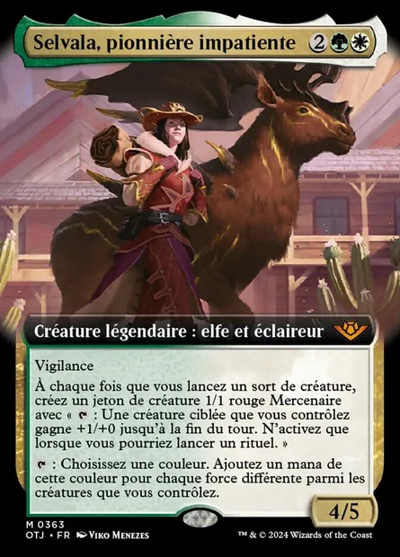 Selvala, pionnière impatiente, carte Magic OTJ 363 — extension Outlaws of Thunder Junction