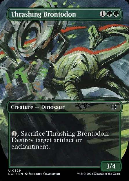 Thrashing Brontodon, Magic card LCI 329 — The Lost Caverns of Ixalan set