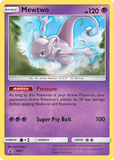 Mewtwo, carte Pokémon SM 77 — extension Promo SM