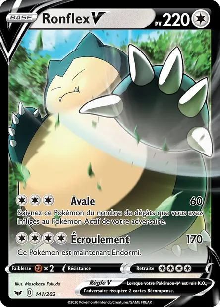 Ronflex V, carte Pokémon SSH 141 — extension Épée et Bouclier