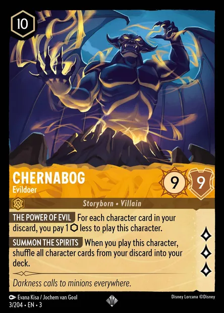 Chernabog - Evildoer, Disney Lorcana card CH3-003 — Into the Inklands set