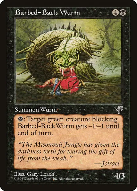 Barbed-Back Wurm, Magic card MIR 105 — Mirage set