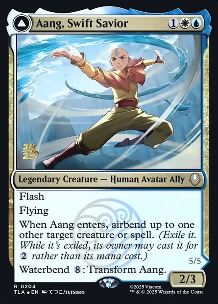 Aang, Swift Savior // Aang and La, Ocean's Fury, Magic card PTLA 204s — Avatar: The Last Airbender Promos set