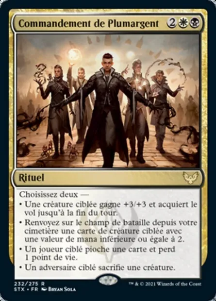 Commandement de Plumargent, carte Magic STX 232 — extension Strixhaven: l'Académie des Mages