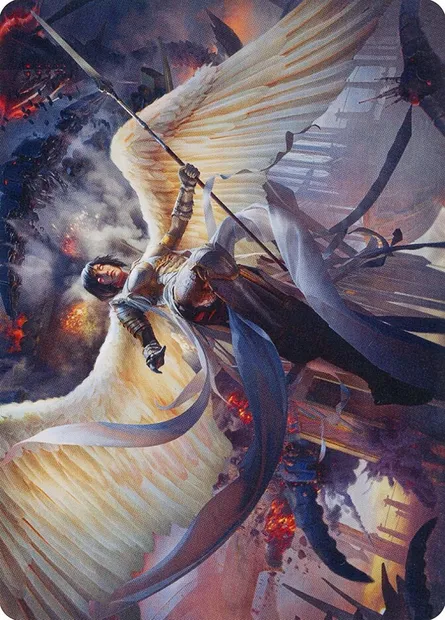 Serra Faithkeeper // Serra Faithkeeper, carte Magic AMOM 7 — extension March of the Machine Art Series