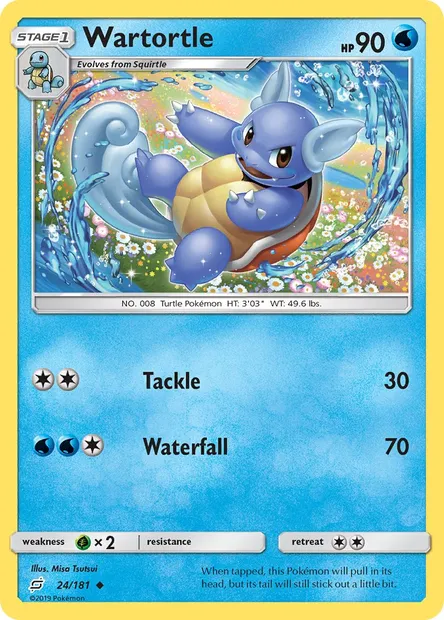 Wartortle, Pokémon card TEU 24 — Team Up set