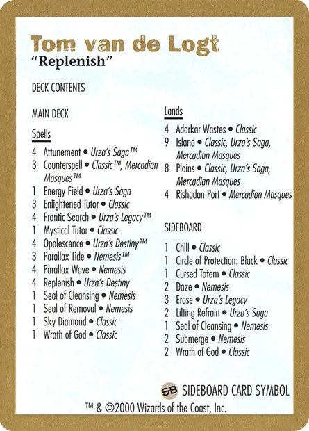 Tom van de Logt Decklist (2000), Magic card WC00 tvdl0b — World Championship Decks 2000 set