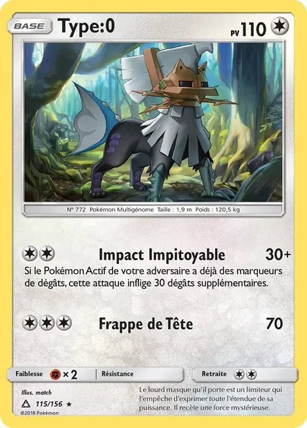 Type:0, carte Pokémon UPR 115 — extension Ultra-Prisme