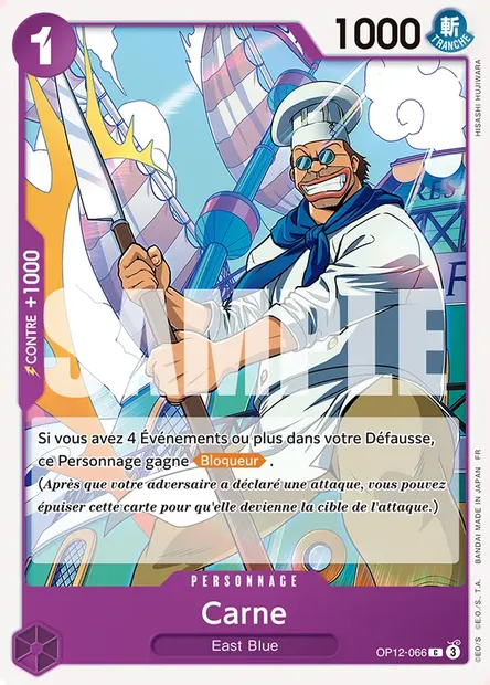 Carne, carte One Piece OP12-066 — extension L'HÉRITAGE DU MAÎTRE