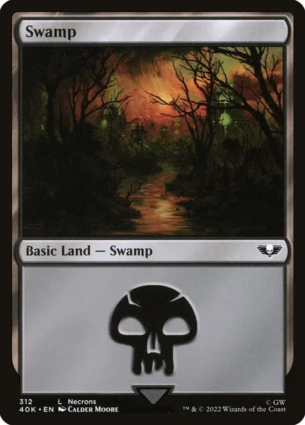Swamp, Magic card 40K 312 — Warhammer 40,000 Commander set