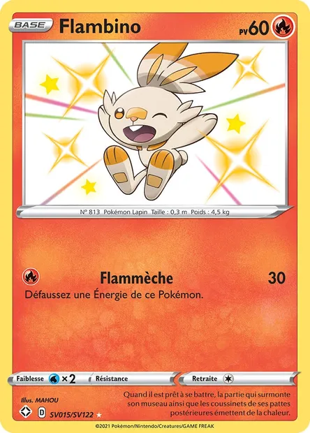 Flambino, carte Pokémon SHF SV015 — extension Destinées Radieuses
